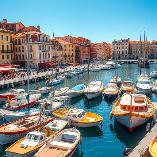 Le Vieux Port de Marseille, avec ses bateaux de pêche colorés et l'animation de la vie locale